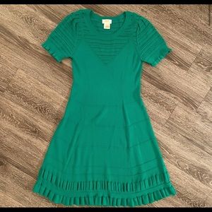 Anthropologie Maeve green knit dress perfect for spring.